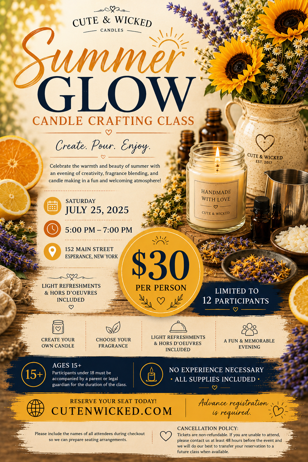 Summer Glow Candle Crafting Class