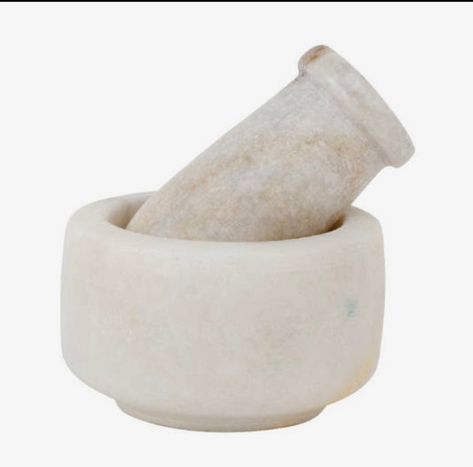 Small White Marble Mortar & Pestle