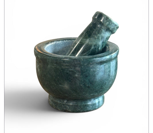 Large Green Marble Mortar & Pestle